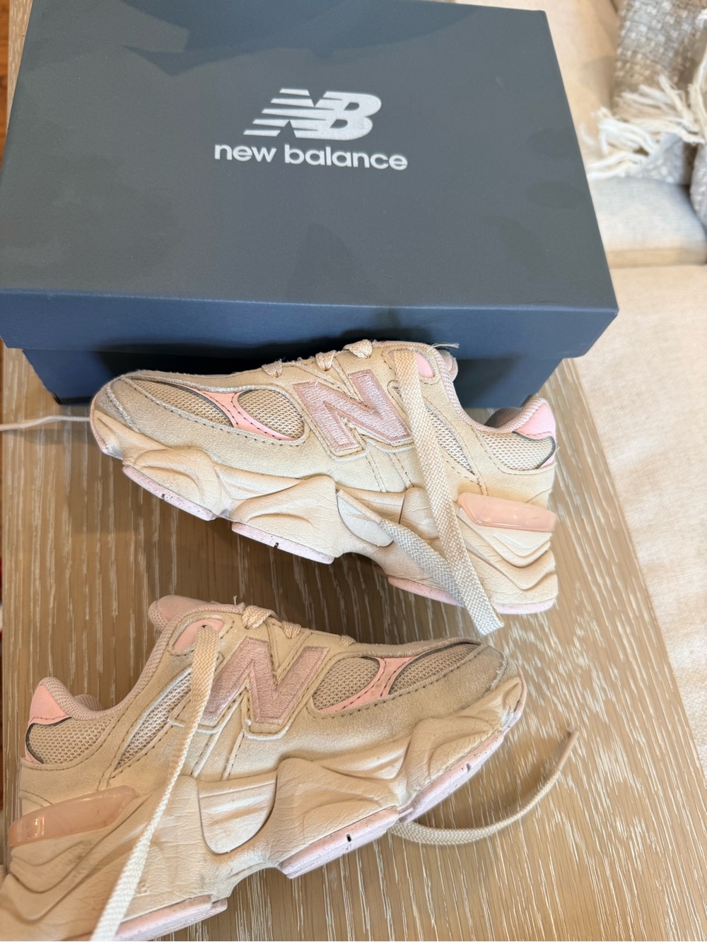 New Balance Kids Beige and Pink Sneakers
